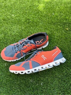 On Running Men's Athletic Shoes in Orange and Gray